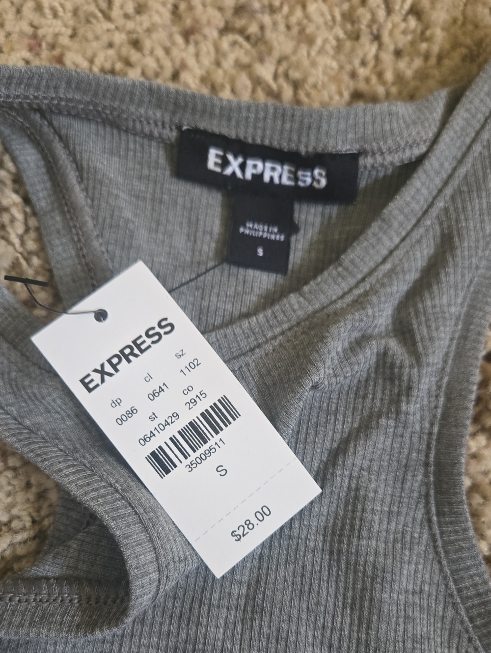 NWT Express Gray Ribbed Racerback Tank - Picture 2 of 4